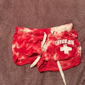 Cute lifeguard tie dye beach shorts